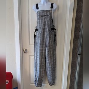 Grey Plaid Overalls Size Large